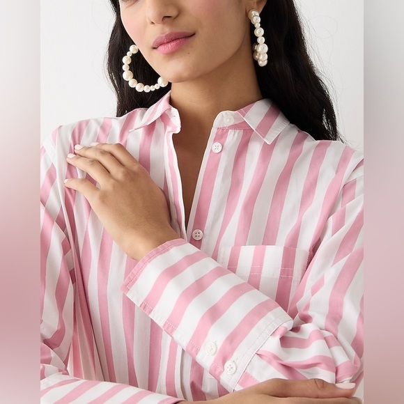 J. Crew | Pink & White Bold Striped Garçon Shirt | Size 6 - Picture 2 of 10